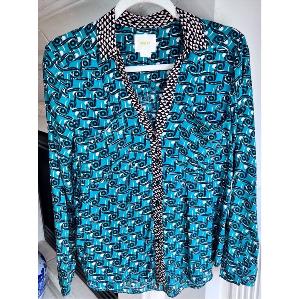 Maeve x Anthropologie | Casia blouse green long sleeve top size 4 - Picture 2 of 6